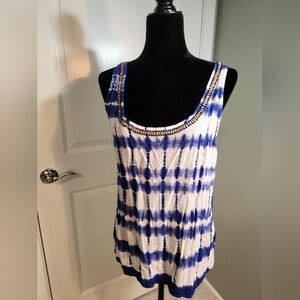 😀 3 For $15 Kenar Navy and White Tie-Dye Tank Top